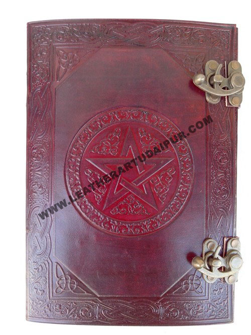 Celtic pentagram Leather Journal with two c.lock 