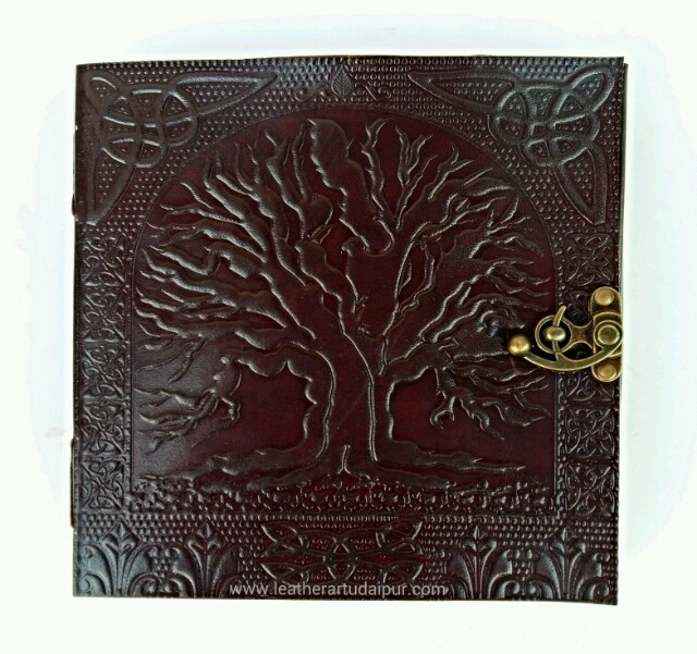 tree of life art leather journal 