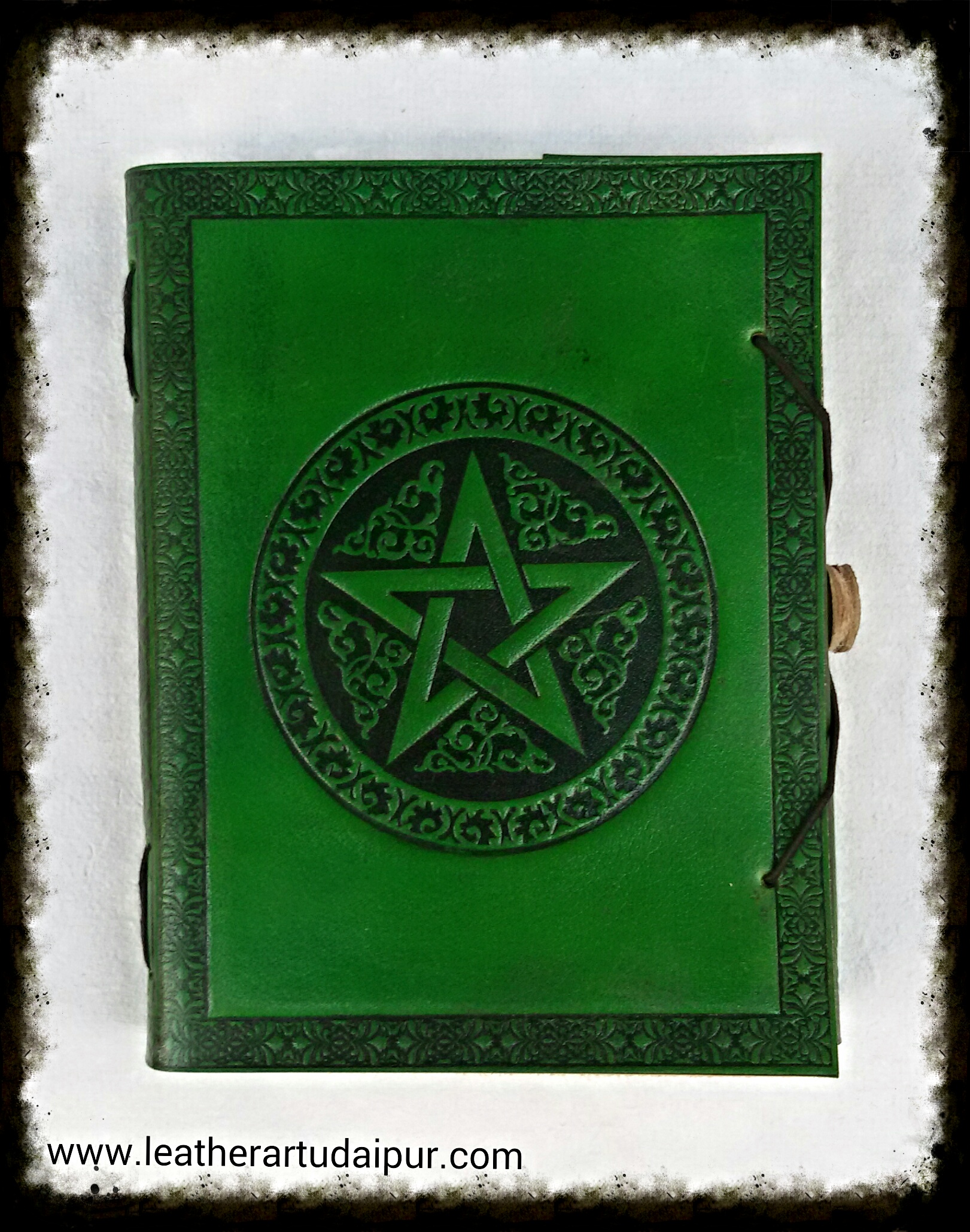 Pentagram in two color embossed leather journal