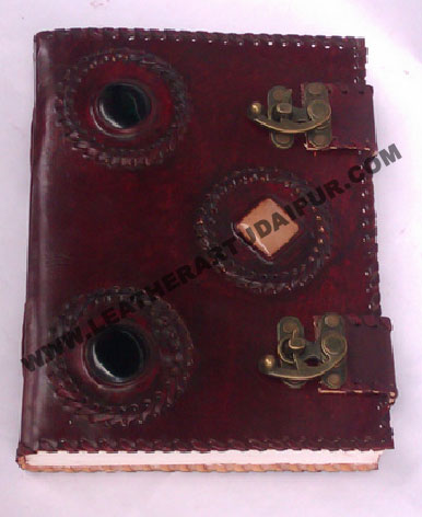 3 stone with tow c.lock Leather Journal