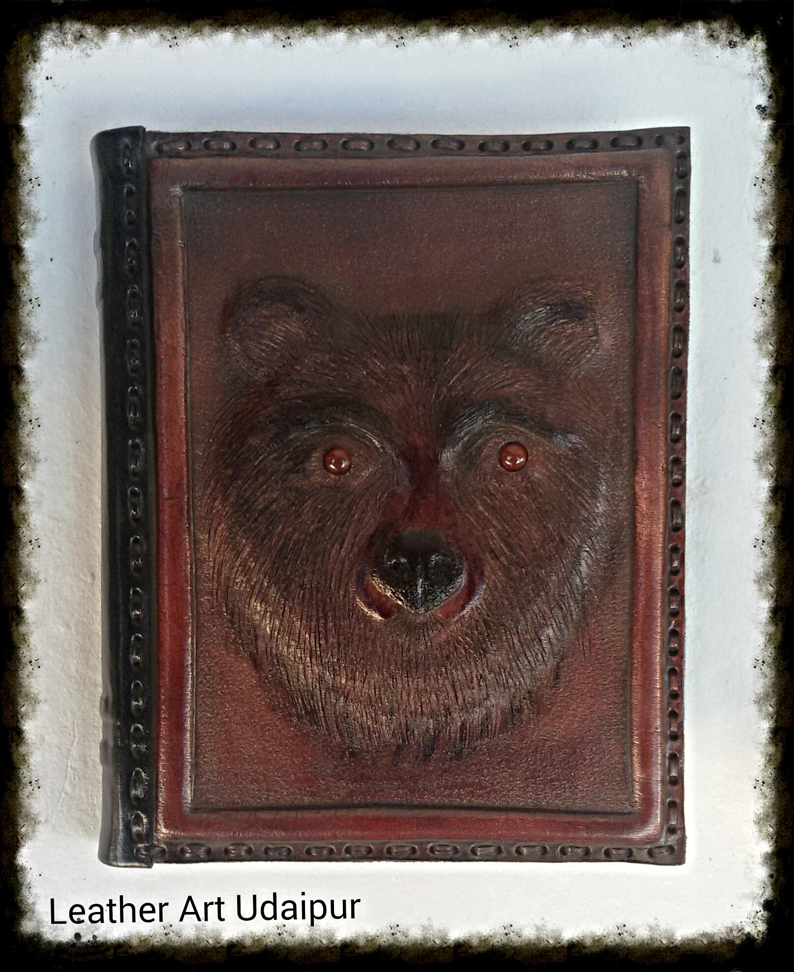 Hand Made  Bear Embossed Leather Journal 