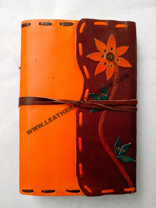 Flower With Stitching Leather Journal
