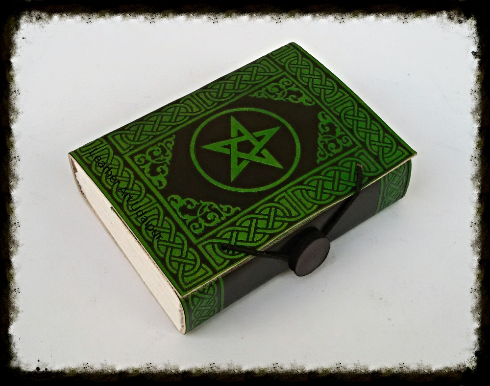 Celtic Pentagram in two color embossed leather journal