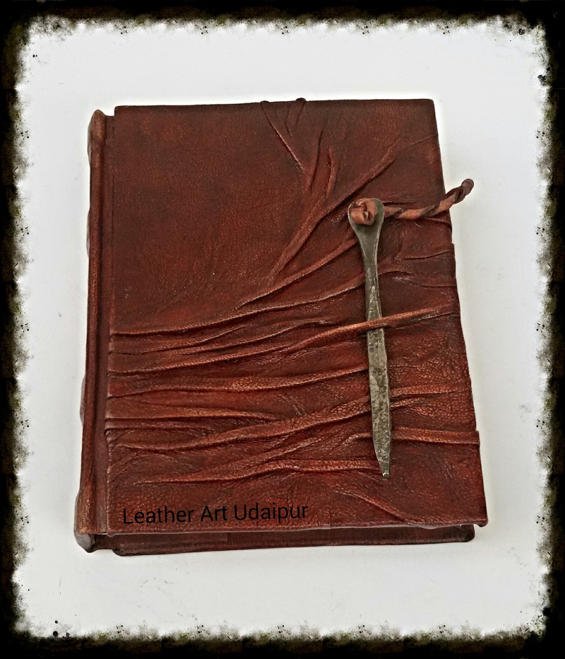 antic lock leather journal