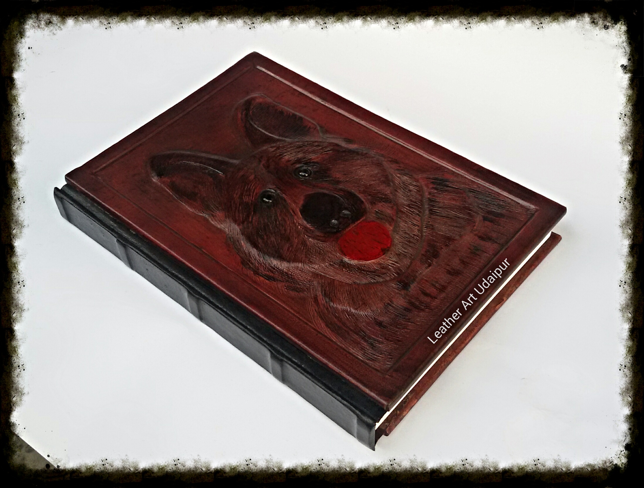 German Shepherd design leather journal