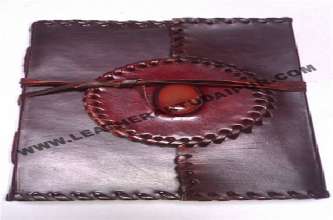 Art Leather Journal : stone with stitching Leather Journal