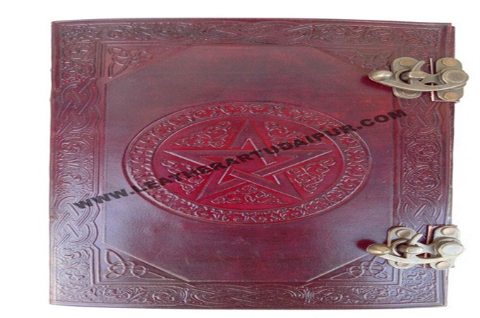 Leather Journal : Celtic pentagram Leather Journal with two c.lock 