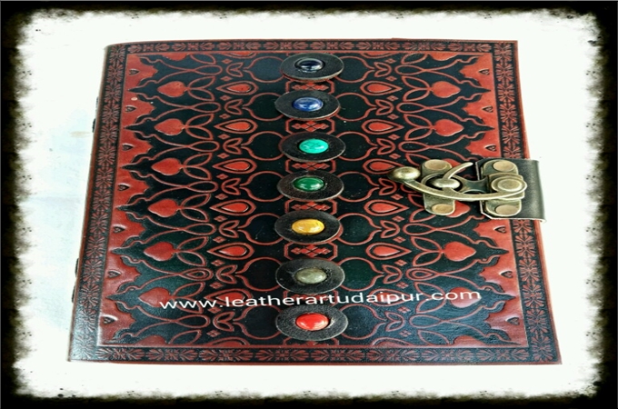 Art Leather Journal : Chakra stone leather journal related 7 power in body