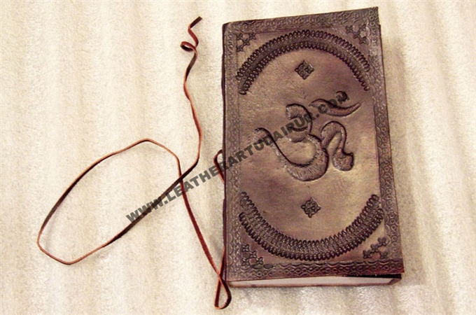 Art Leather Journal : Leather-Book-Embossed-with-Om