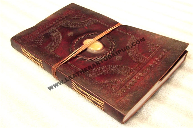 Leather Diary : Leather-Diary-Embossed-with-Stone