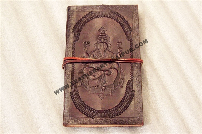 Art Leather Journal : Leather-Book-Embossed-with-Ganesha