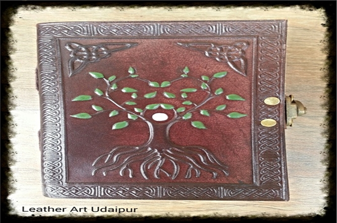 Art Leather Journal : Tree of Love with Moon Witches