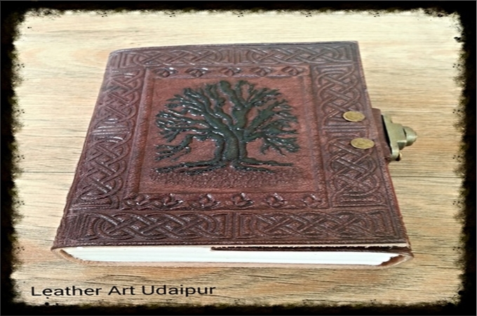 Art Leather Journal : tree of life leather journal