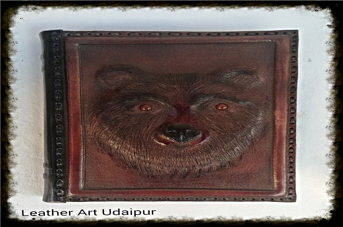 Art Leather Journal : Hand Made  Bear Embossed Leather Journal 