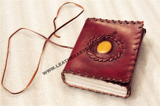 Leather Business Card Holder : Embossed-Stone-Stiching