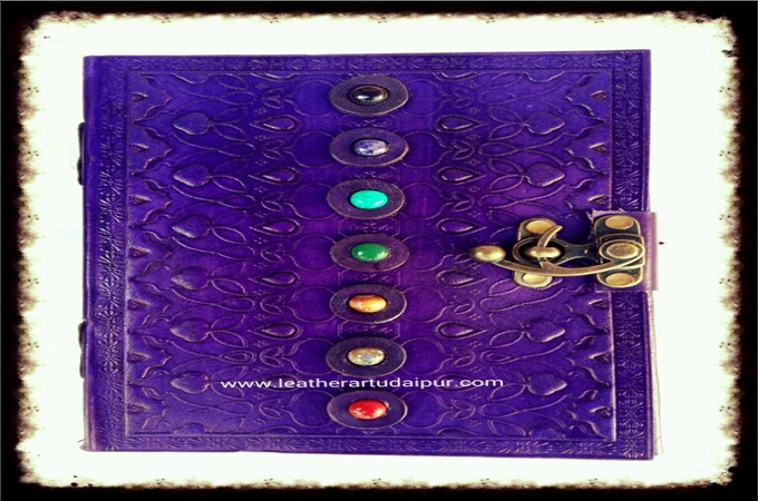 Art Leather Journal : Chakra stone leather journal related 7 power in body 