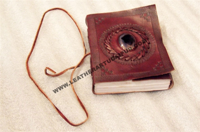 Leather Business Card Holder : Embossed-with-Stone
