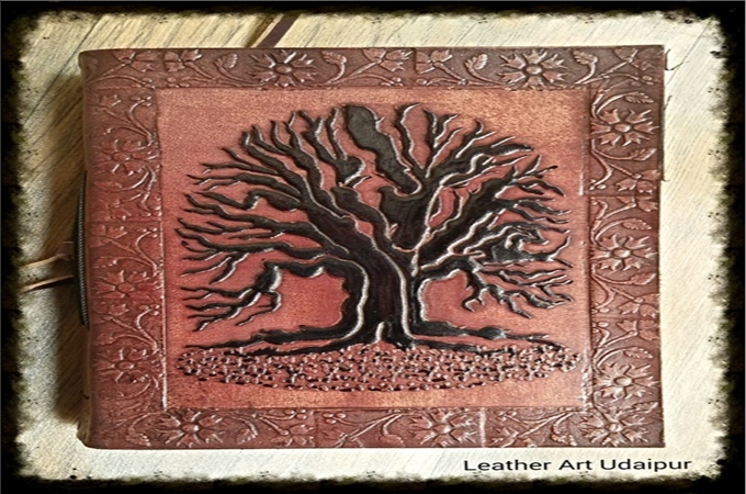Art Leather Journal : tree of life leather journal