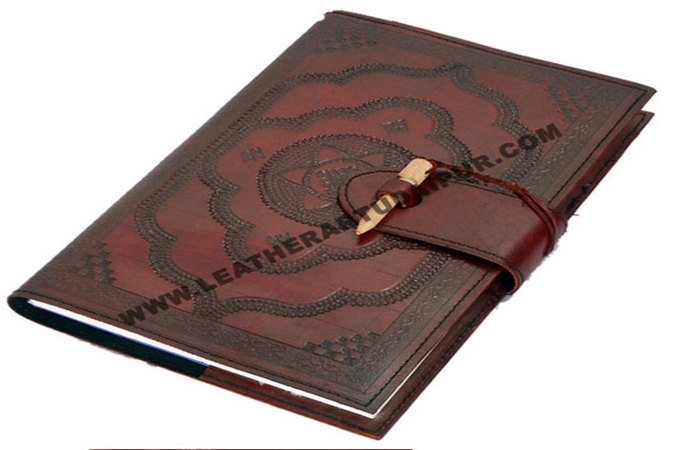 Art Leather Journal : Refill Leather Journal embossed with stick lock