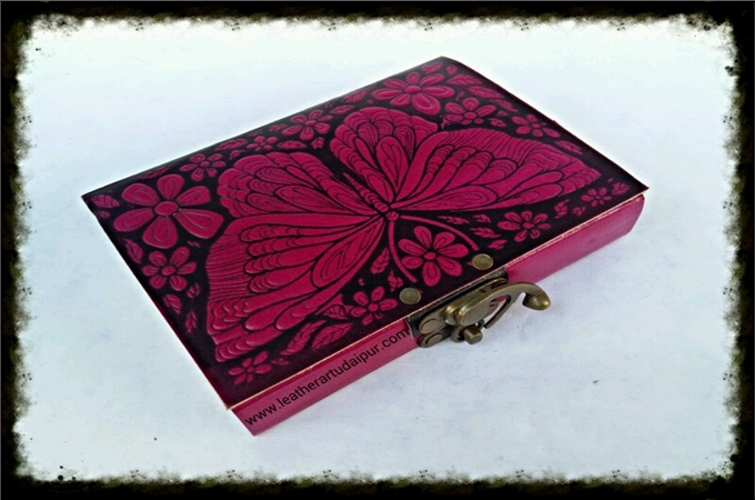 Art Leather Journal : butterfly embossed leather journal