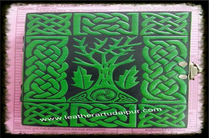 Art Leather Journal : celtic tree of life leather journal