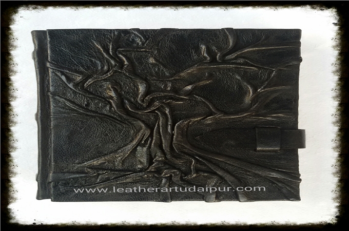 Art Leather Journal : Handmade tree leather lournal