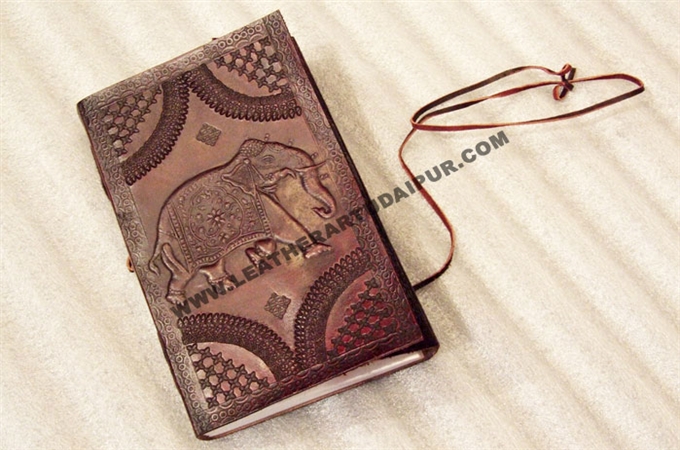 Art Leather Journal : Leather-Book-Embossed-with-Elephant