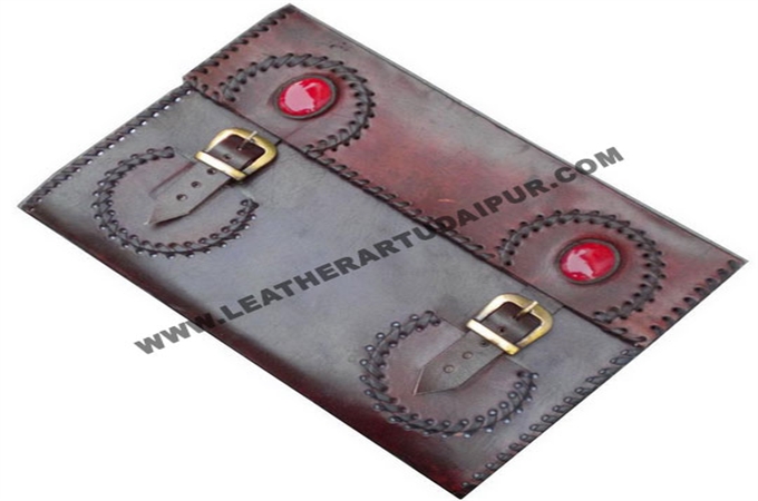 Art Leather Journal : stone with tow belt lock Leather Journal
