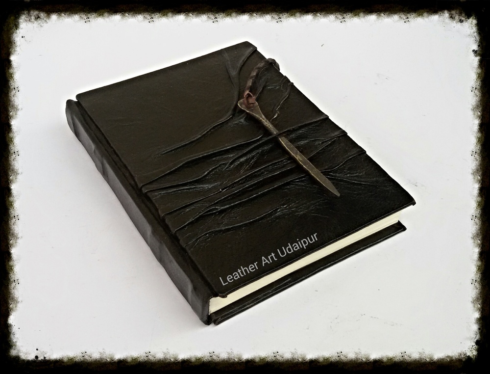 antic lock leather journal