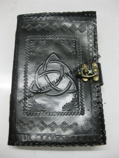 Celtic Triquetra Knot, stitching, c.lock Leather Journal