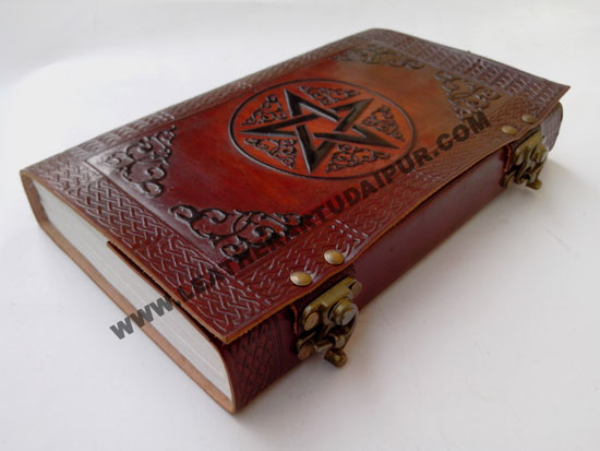 Celtic pentagram Leather Journal with two c.lock