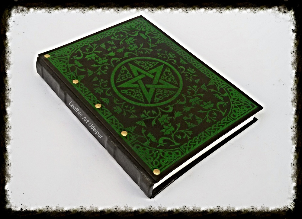 Pentagram in two color embossed leather journal