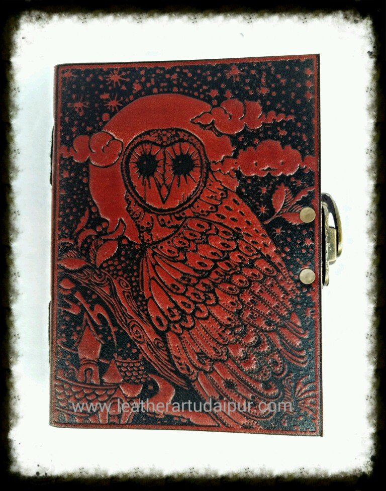 owl embossed leather journal 