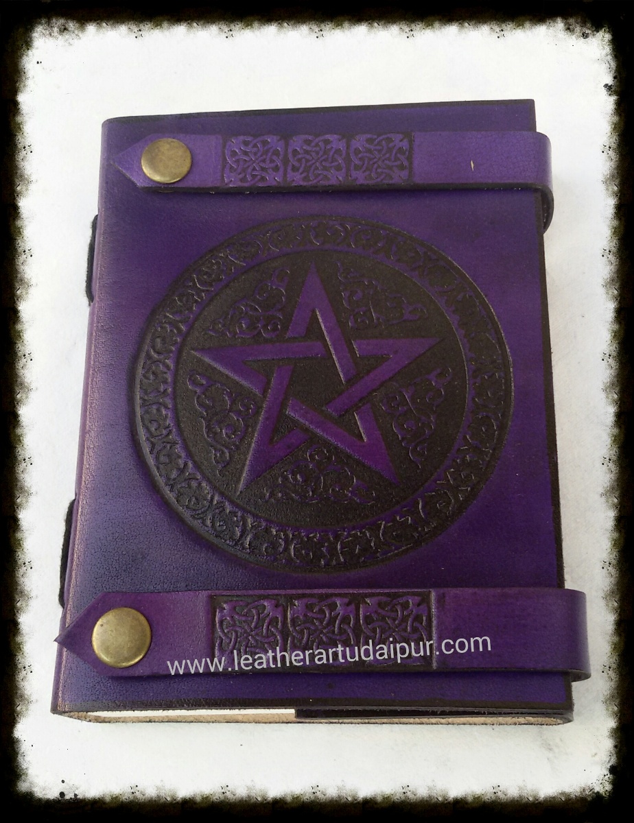 Pentagram in two color embossed leather journal		