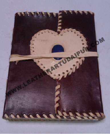 stone with stitching Leather Journal