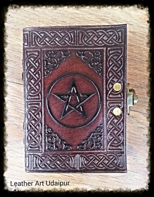 Pentagram with C Lock Leather Journal